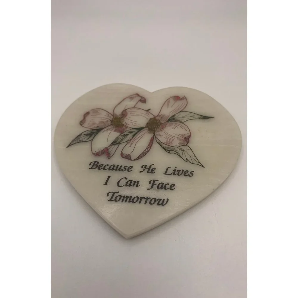 Marble Coaster With Dogwood Flowers (BECAUSE HE LIVES I CAN FACE TOMORROW